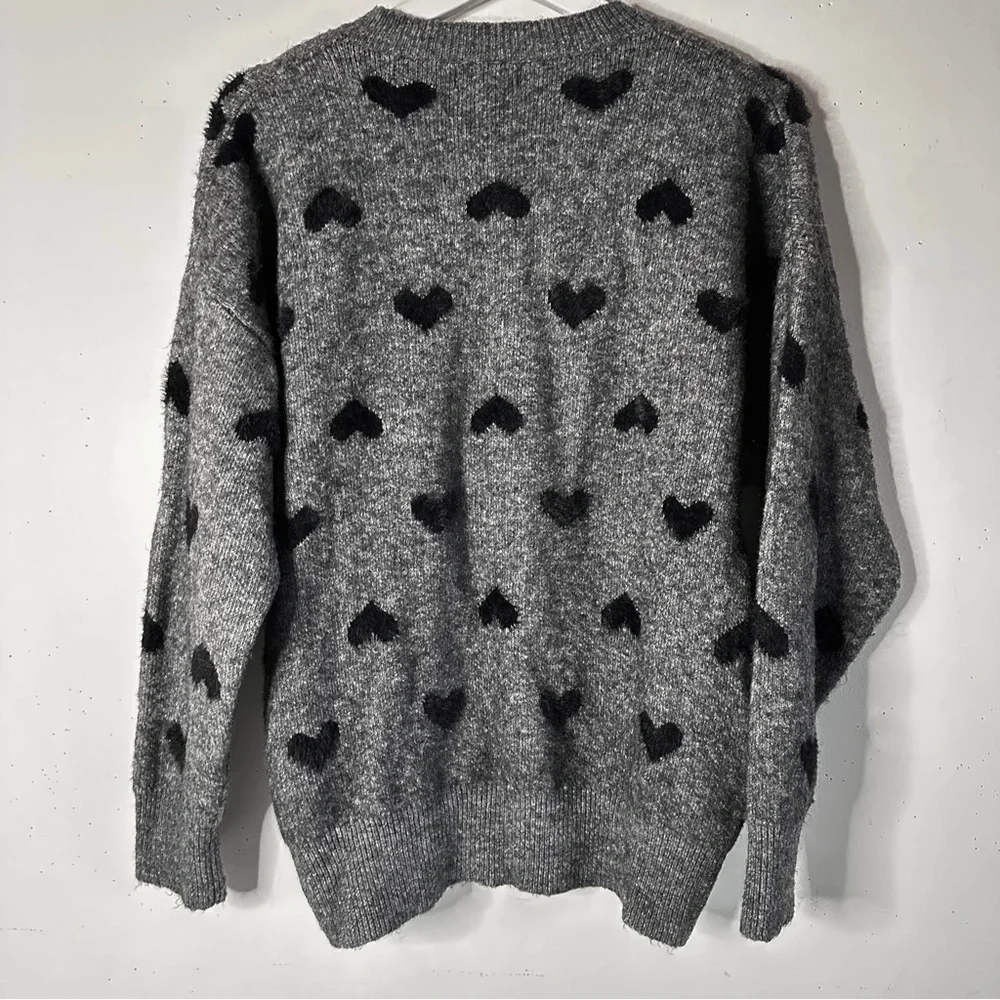 Molly Bracken Fuzzy Hearts Crew Neck Sweater M - Picture 4 of 7